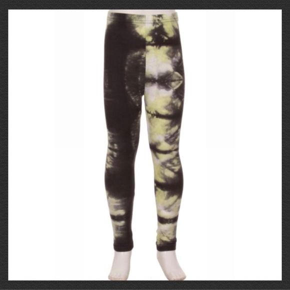 NWT, Kids Tie Dye Leggings in Green/Gray - Picture 1 of 3